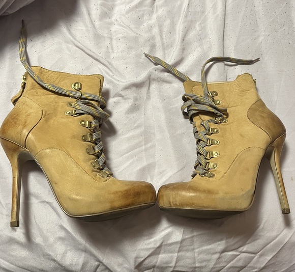 Boutique 9 Leather lace up High heel booties - Picture 1 of 8